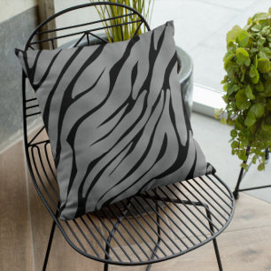 Almofada Padrão de Zebra da cinza Metálica