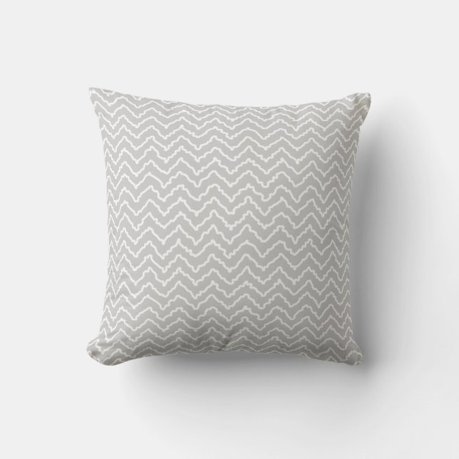 Almofada Padrão de Zigue-Zague Chevron Cinza e Branco Ondul (Frente)