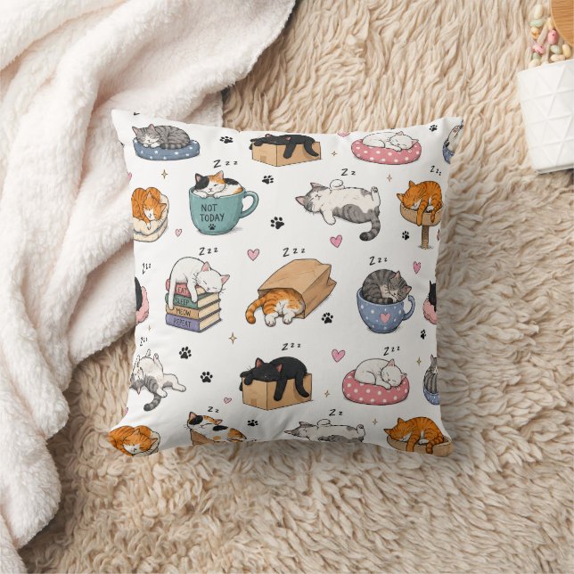 Almofada Padrão decorativo contínuo de gato engraçado (Cobertor)