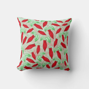 Almofada Padrão Decorativo de Pimenta Quente Vermelha