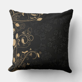 Almofada Padrão Decorativo Preto e Dourado
