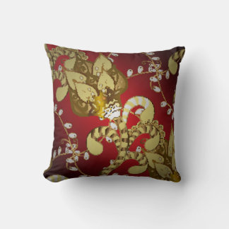Almofada Padrão decorativo venenoso em vermelho, amarelo e 