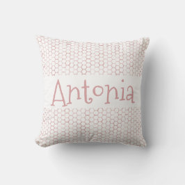 Almofada Padrão Delicado de Colmeia Branca de Rosa Dourada