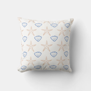 Almofada Padrão Desenho Estrela-do-Mar Concha Decoração