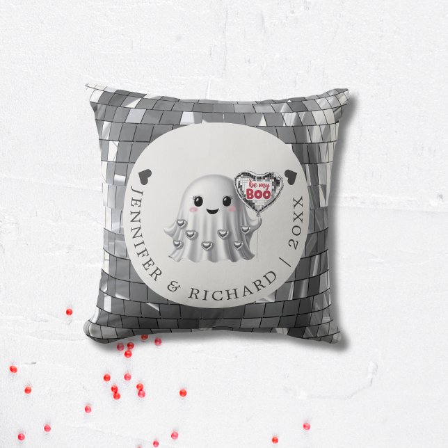 Almofada Padrão Design do Namorados do  do  Ghost Silver (Custom Valentine's Day - Silver Disco Design Throw Pillow)