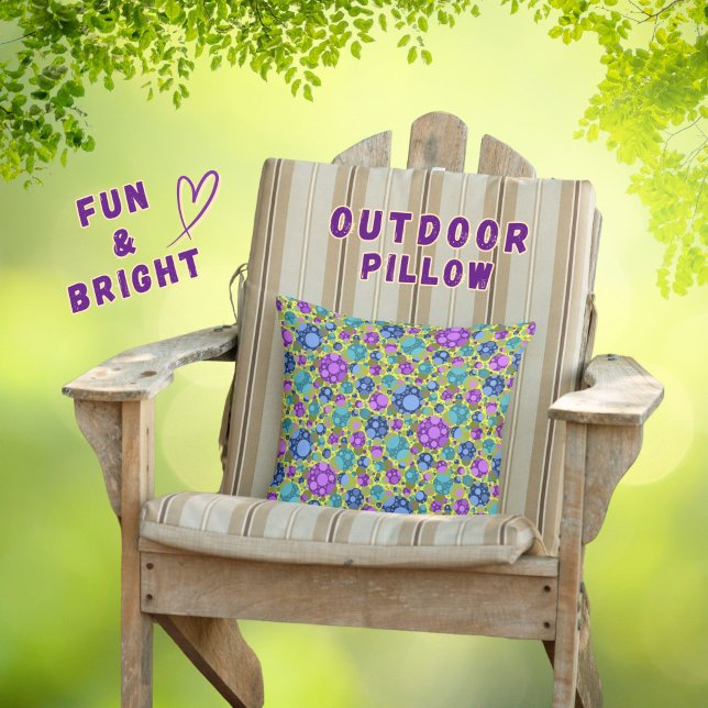 Almofada Padrão do Bolinhas no Teal Azul Cor-de-Rosa - (Criador carregado)