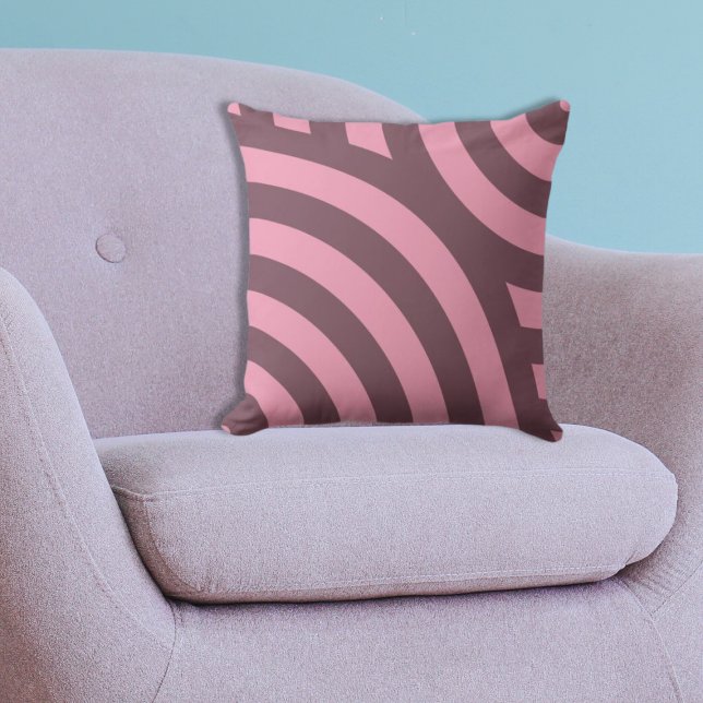 Almofada Padrão do Círculo Trimestre Aninhado Geométrico Ro (Geometric Pink Nested Quarter Circle Pattern Throw Pillow)