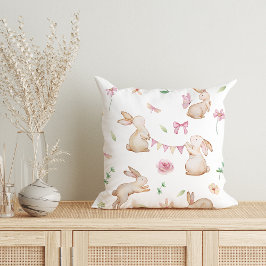Almofada Padrão do coelho rosa-Páscoa da Vintage