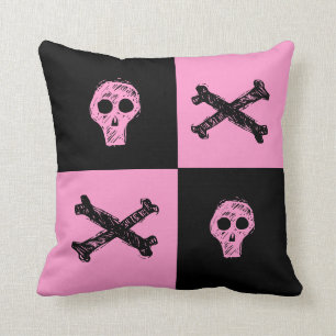Almofada padrão do conselho do verificador preto-e-rosa-crâ