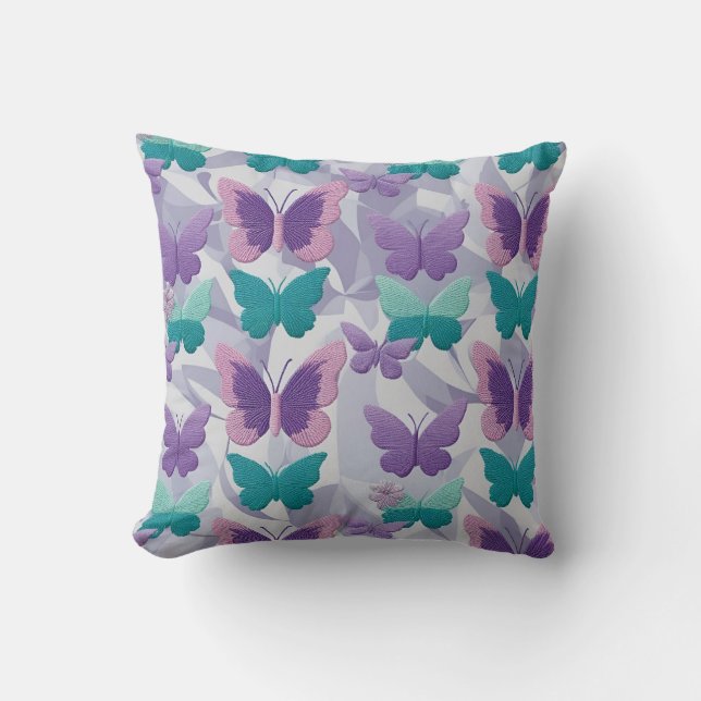 Almofada Padrão do estilo do Tecido legante das borboletas (Frente)
