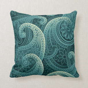 Almofada Padrão do Eterno Teal Paisley