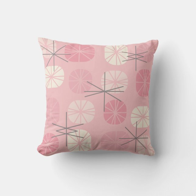 Almofada Padrão do século médio Oblongs Rosa Vanilla (Frente)