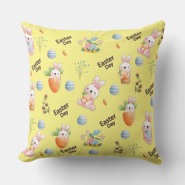 Almofada Padrão dos coelhos do dia da páscoa (Frente)