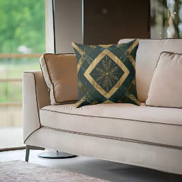 Almofada Padrão Dourado de Floco de Neve de Diamante