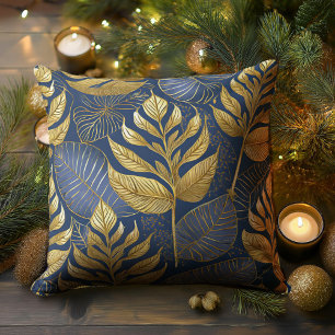 Almofada Padrão Dourado de Natal Azul nº 29 ID1009