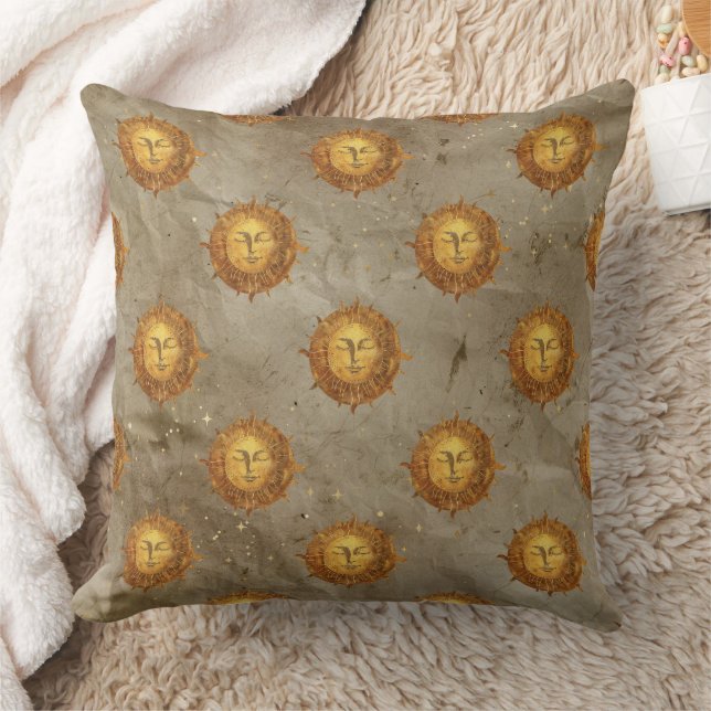 Almofada Padrão Dourado do Sol Celestial (2) (Cobertor)
