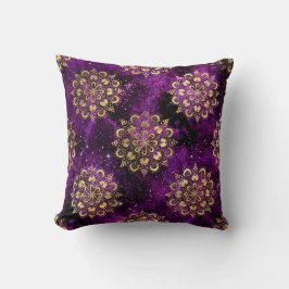 Almofada Padrão Dourado e roxo de Galáxia Dharma Mandala