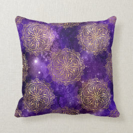 Almofada Padrão Dourado e roxo de Galáxia Dharma Mandala