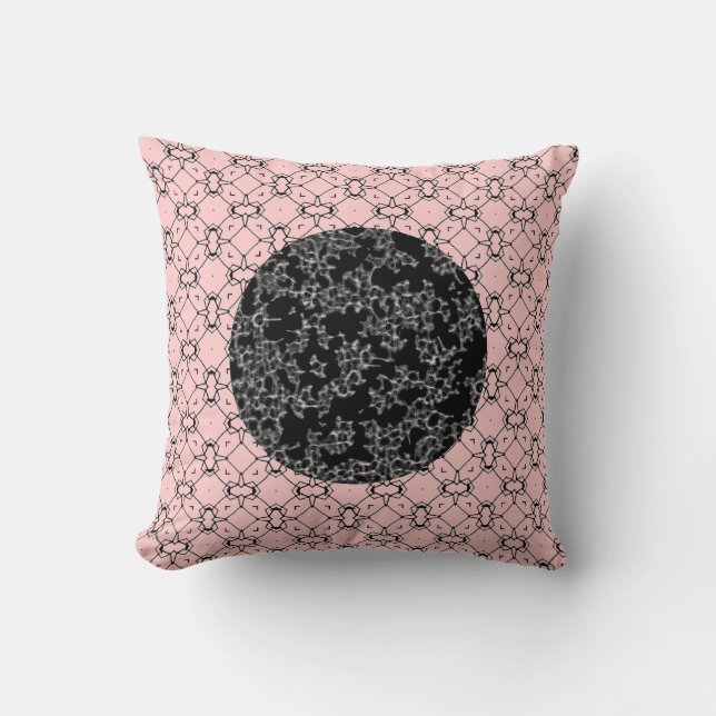 Almofada Padrão duplo preto e branco/rosa suave (Frente)