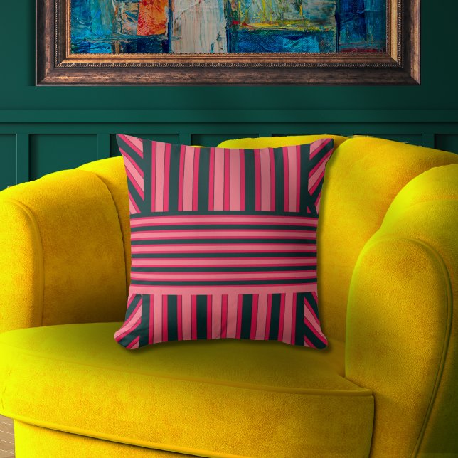 Almofada Padrão Elegante de Abstrato Rosa de Arte Deco (Criador carregado)