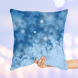 Almofada Padrão Elegante de Estrelas Clássico Azul Moderno