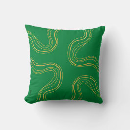 Almofada Padrão Elegante Dourado de Abstrato Verde