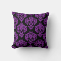 Padrão Elegante Moderno Chic de Damasco Roxo e Pre