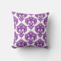 Padrão Elegante Moderno em Damasco Roxo e Branco