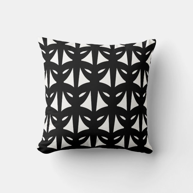 Almofada Padrão Elegante Preto e Branco (Frente)