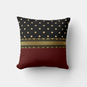 Almofada Padrão Elegante Vermelho, Preto e Dourado de Escal