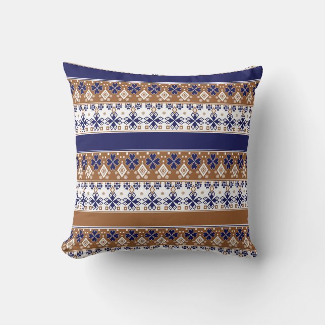 Almofada Padrão escandinavo liso e escandinavo azul (Frente)