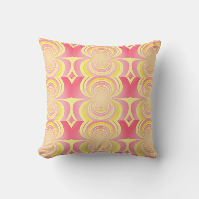 Almofada Padrão Espiral de Coral Amarelo (Frente)