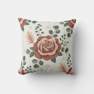 Almofada Padrão Estético Boho Rosa do Deserto