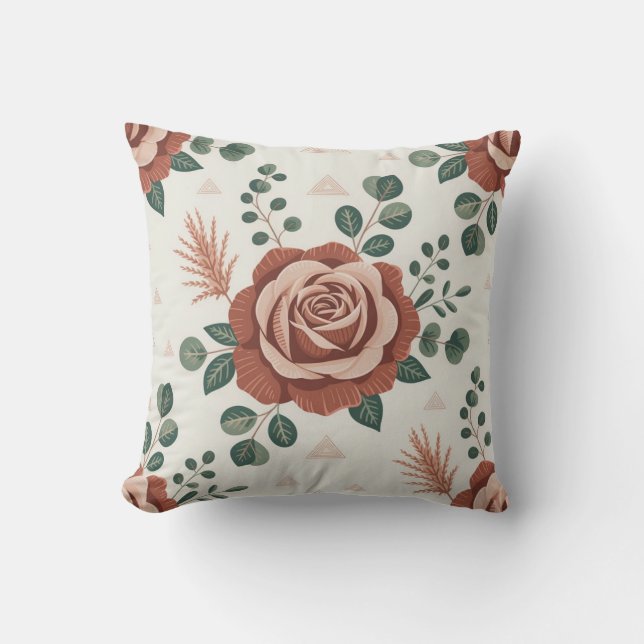 Almofada Padrão Estético Boho Rosa do Deserto (Frente)