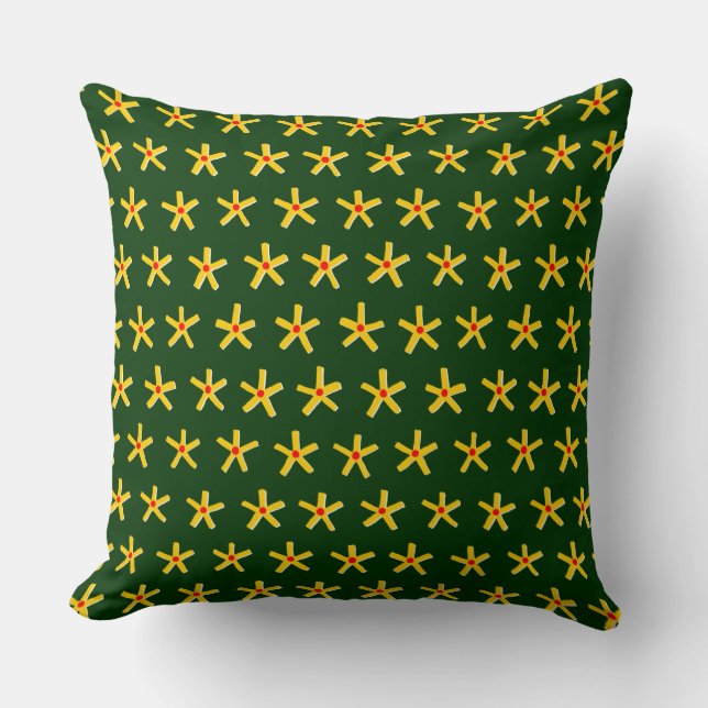Almofada Padrão Estrela de Estilo Antigo Egípcio V2 - Verde (Frente)
