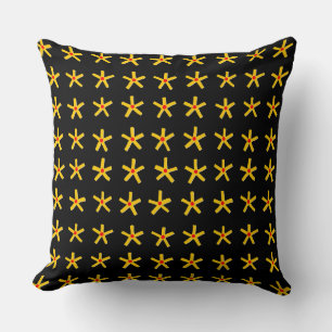 Almofada Padrão Estrela do Estilo Antigo Egípcio - Preto
