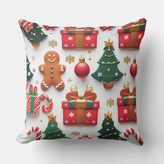 Almofada Padrão Festivo de Natal (Frente)