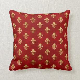 Almofada Padrão Fleur-de-lis vermelho luxuoso