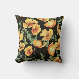 Almofada Padrão Floral Amarelo de Aquarela