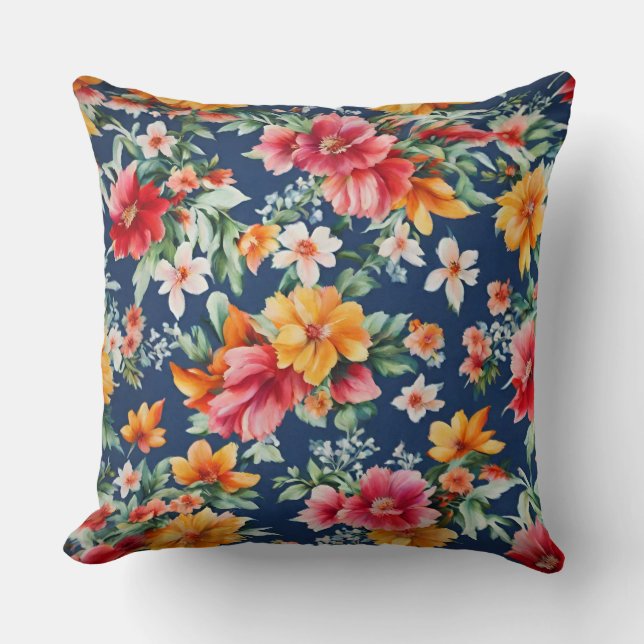 Almofada Padrão Floral Amarelo de Verão (Frente)