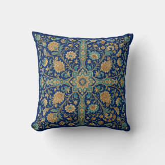 Almofada Padrão Floral Arabesco Persa Azul Real