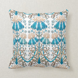 Almofada Padrão Floral Arte Francesa Nouveau Azul Branco