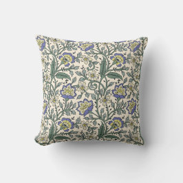 Almofada Padrão floral azul, amarelo e branco contínuo