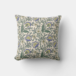 Almofada Padrão floral azul, amarelo e branco contínuo