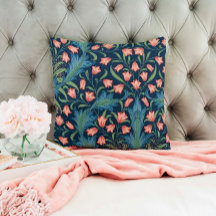 Padrão Floral Azul e Rosa William Morris