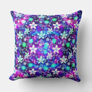Almofada Padrão Floral Azul - Flor Edelweiss Geométrico T