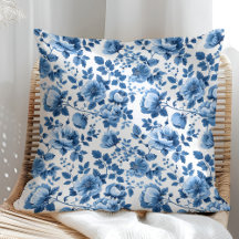 Padrão Floral Azul Marinho e Branco de Casa de Cam