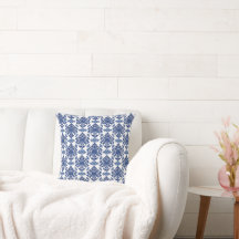 Padrão Floral Barroco Azul Real e Branco de Luxo