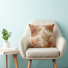 Almofada Padrão Floral Boho de Colheita de Laranja Queimada