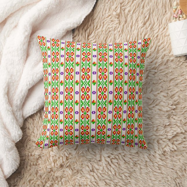 Almofada Padrão Floral Boho Moderno de Bordado Cruzado Sem  (Cobertor)